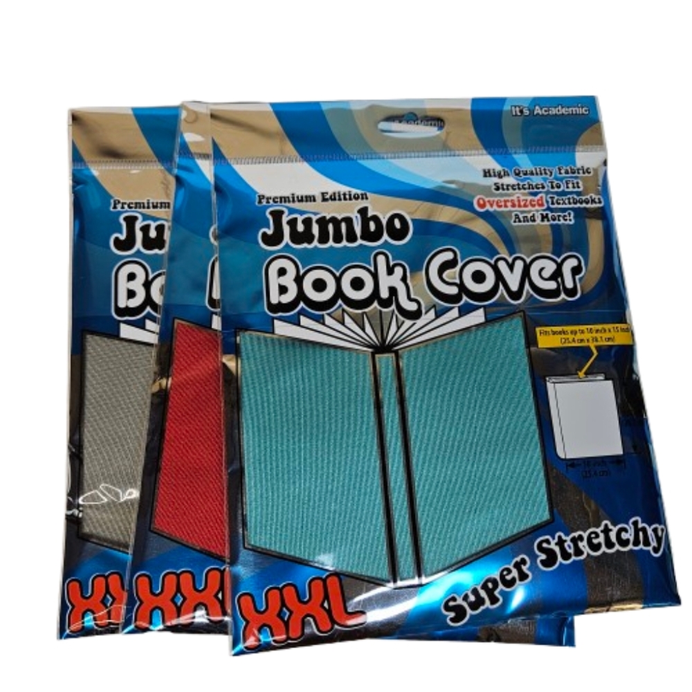 Premium Edition Jumbo Book Cover  XXL Super Stretchy Silver Lot Of 3